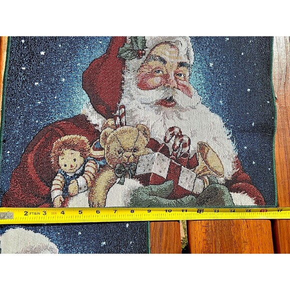Vtg Set 3 Christmas Tapestry Placemats 17" x 13" Santa Sleigh Reindeer - Picture 3 of 6